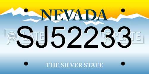 SJ52233 Nevada License Plate