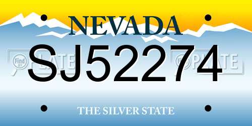 SJ52274 Nevada License Plate