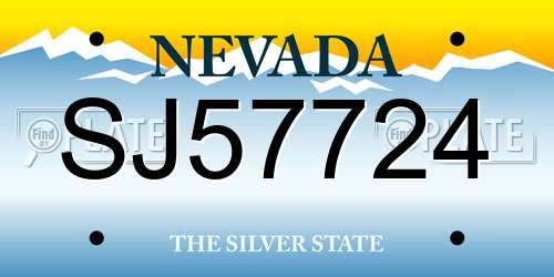 SJ57724 Nevada License Plate