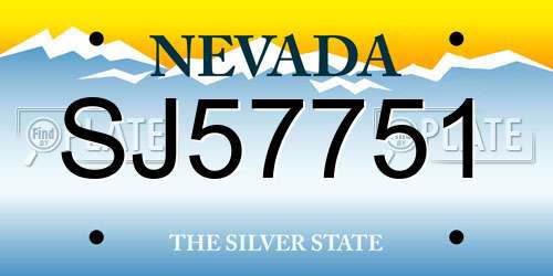 SJ57751 Nevada License Plate