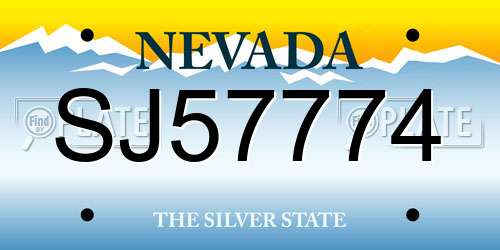 SJ57774 Nevada License Plate