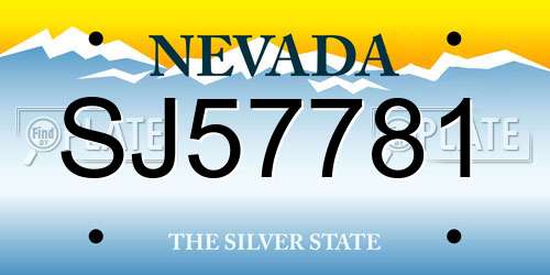 SJ57781 Nevada License Plate
