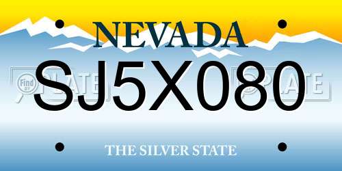 SJ5X080 Nevada License Plate