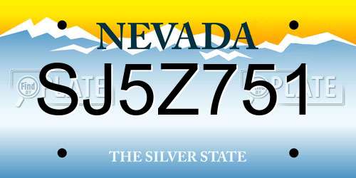 SJ5Z751 Nevada License Plate
