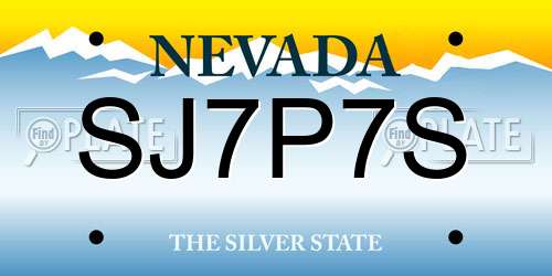 SJ7P7S Nevada License Plate