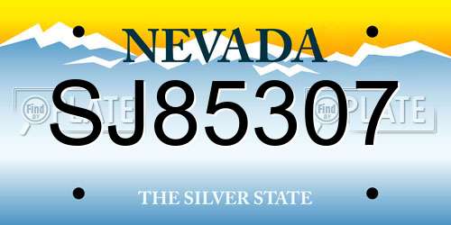 SJ85307 Nevada License Plate