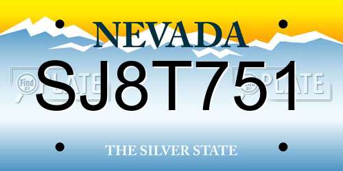 SJ8T751 Nevada License Plate