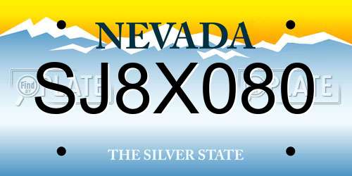 SJ8X080 Nevada License Plate