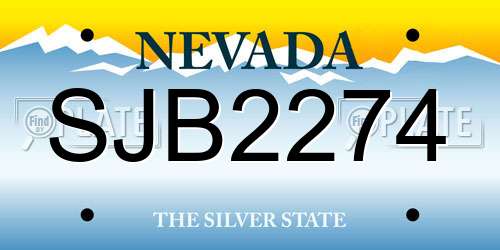SJB2274 Nevada License Plate