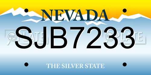 SJB7233 Nevada License Plate