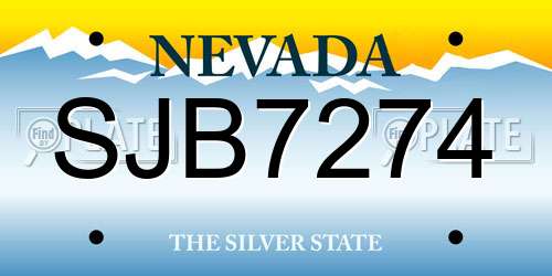 SJB7274 Nevada License Plate