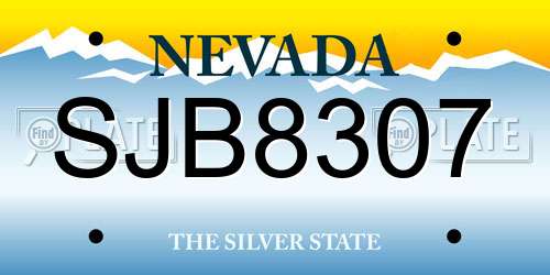 SJB8307 Nevada License Plate