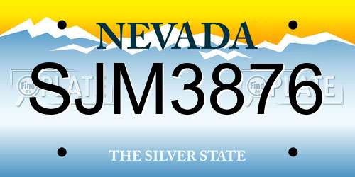 SJM3876 Nevada License Plate