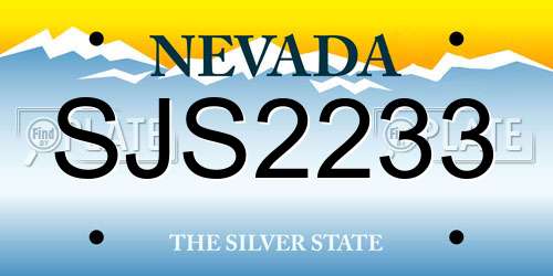 SJS2233 Nevada License Plate
