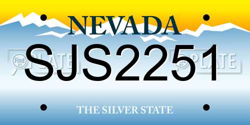SJS2251 Nevada License Plate