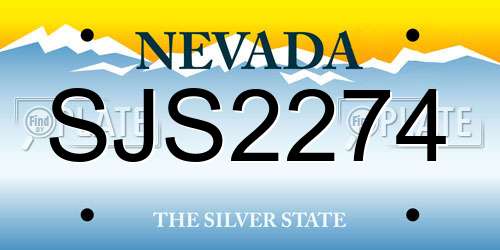 SJS2274 Nevada License Plate