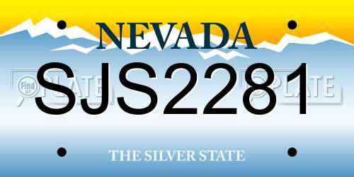 SJS2281 Nevada License Plate