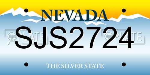 SJS2724 Nevada License Plate