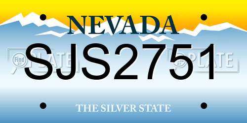 SJS2751 Nevada License Plate