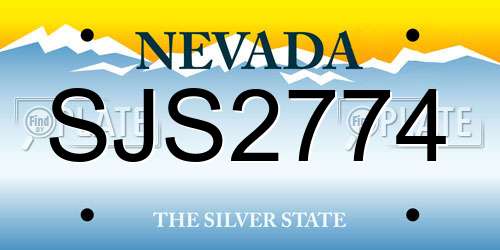 SJS2774 Nevada License Plate