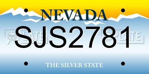 SJS2781 Nevada License Plate