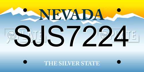 SJS7224 Nevada License Plate