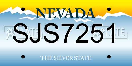 SJS7251 Nevada License Plate