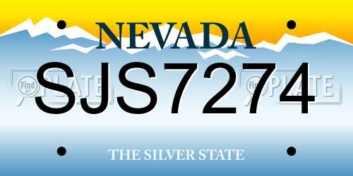 SJS7274 Nevada License Plate