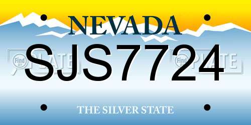SJS7724 Nevada License Plate