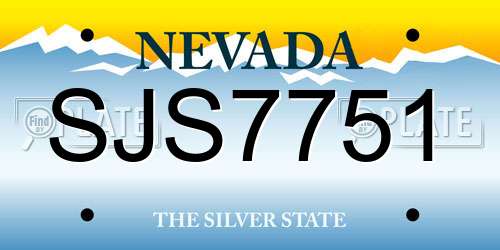 SJS7751 Nevada License Plate