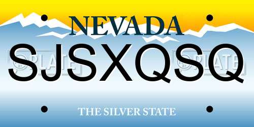 SJSXQSQ Nevada License Plate