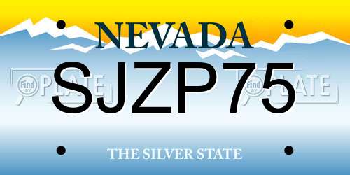 SJZP75 Nevada License Plate