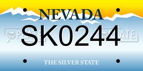 SK0244 Nevada License Plate