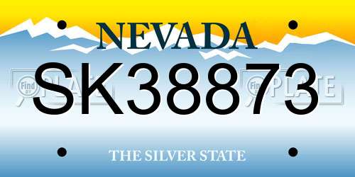 SK38873 Nevada License Plate