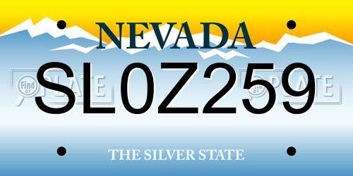 SL0Z259 Nevada License Plate