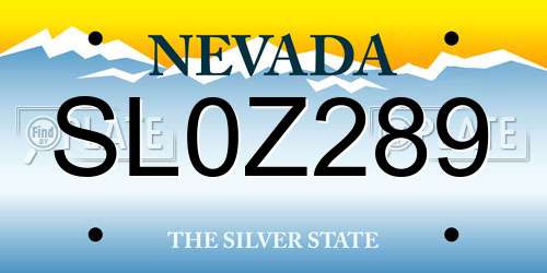 SL0Z289 Nevada License Plate