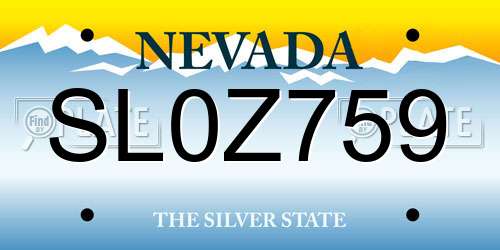 SL0Z759 Nevada License Plate