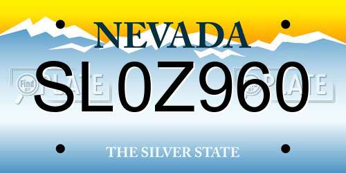 SL0Z960 Nevada License Plate