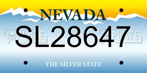 SL28647 Nevada License Plate
