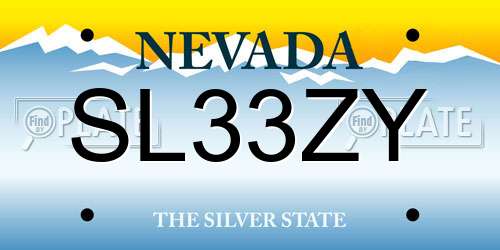 SL33ZY Nevada License Plate