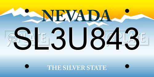 SL3U843 Nevada License Plate