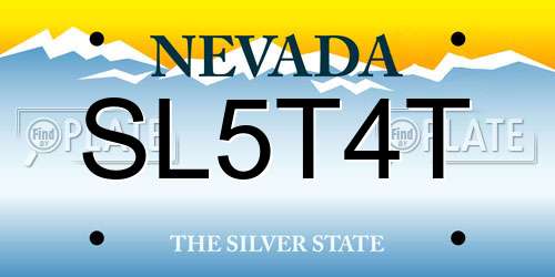 SL5T4T Nevada License Plate