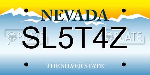 SL5T4Z Nevada License Plate