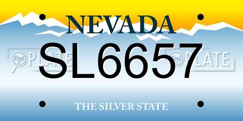 SL6657 Nevada License Plate