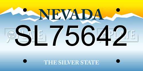 SL75642 Nevada License Plate