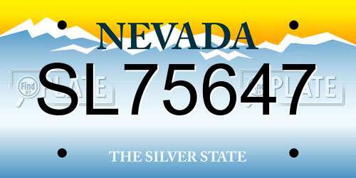 SL75647 Nevada License Plate