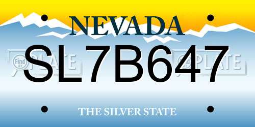 SL7B647 Nevada License Plate