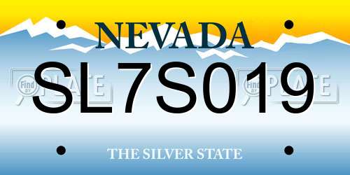 SL7S019 Nevada License Plate