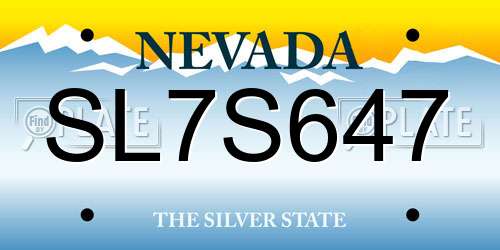 SL7S647 Nevada License Plate