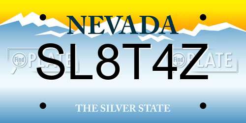 SL8T4Z Nevada License Plate